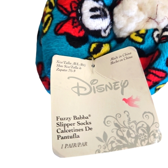 Disney minnie mouse fuzzy babba womens slipper socks size M L  7.5 to 9 new tags - Picture 5 of 5